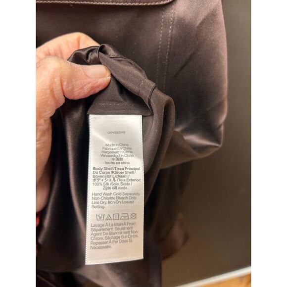 NWT J Crew100% Satin Brown Long Sleeve Blouse Button Down Pockets  Sz Small - Picture 12 of 13